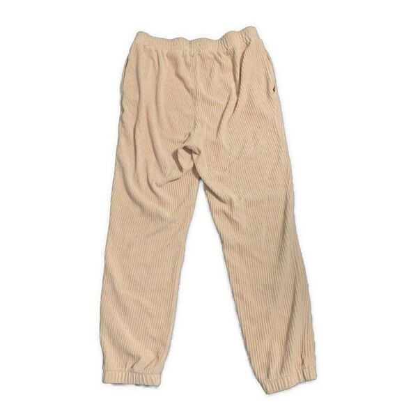 H&M Womens Solid Light Pink Velour Velvet Ribbed High Waist Pants Large - Picture 2 of 5